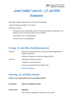„Sowi-Treffen“ vom 15. – 17. Juli 2016 Programm