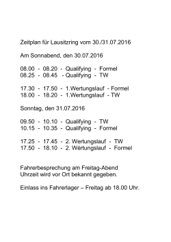 Zeitplan Lausitzring 2016