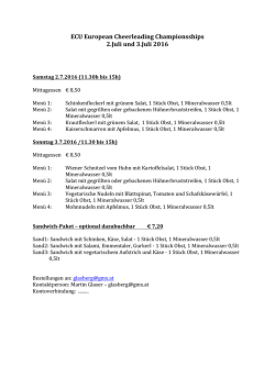ECU European Cheerleading Championsships 2.Juli und 3.Juli 2016