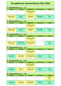 GroupFitness Sommerferien-Plan 2016