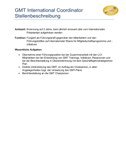 GMT International Coordinator Stellenbeschreibung