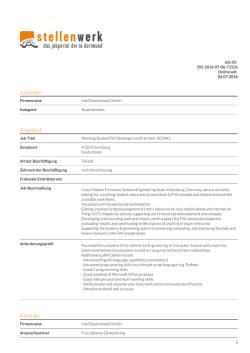 Working Student FW Developer (m/f) at Intel - 803442