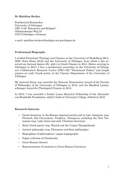 Dr Matthias Becker Postdoctoral Researcher University of G&ouml;ttingen