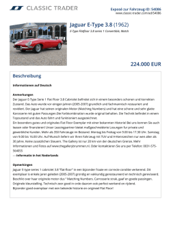 Jaguar E-Type 3.8 (1962) 224.000 EUR