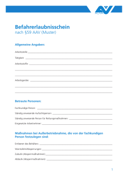 Muster: Befahrerlaubnisschein nach &sect; 59 AAV