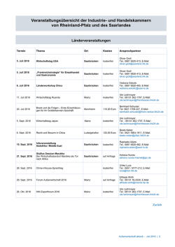 Veranstaltungsübersicht der Industrie- und - IHK Saarland