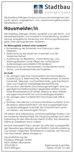 HausmeisterIn - Stelleninserate.de