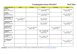 Trainingsplan Feld