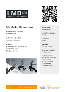 Sales/Project Manager (m/w)