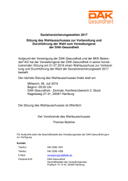 Sozialversicherungswahlen 2017 Sitzung des - DAK