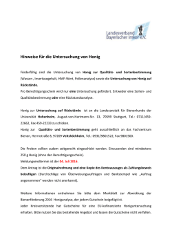 Hinweise f&uuml;r die Untersuchung von Honig