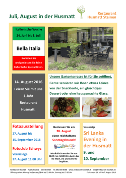 Juli, August in der Husmatt - Restaurant Husmatt Steinen