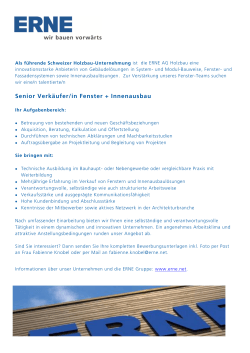 Senior Verkäufer/in Fenster + Innenausbau - Forum