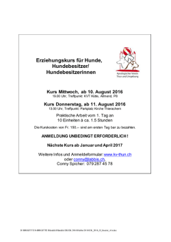 Einf&uuml;hrungskurs f&uuml;r Hundebesitzer
