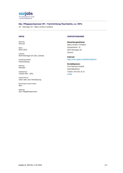 Dip. Pflegepachperson HF / Fachrichtung Psychiatrie, ca. 50%