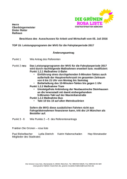 Herrn Oberb&uuml;rgermeister Dieter Reiter Rathaus Beschluss des