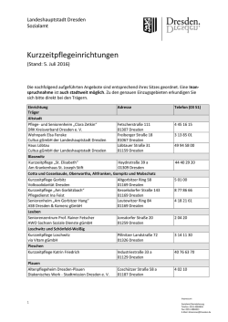 Kurzzeitpflegeinrichtungen