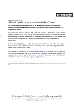 IBB beruft Heinrich Hartmann zum Private-Banking