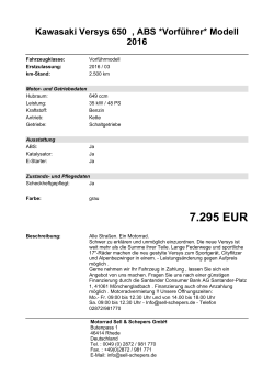 Detailansicht Kawasaki Versys 650 €,€ABS Vorführer