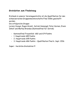 Gratulation zum Finaleinzug