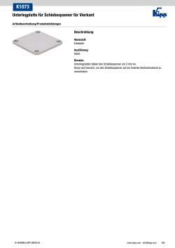 Datenblatt K1073 Unterlegplatte für Schiebespanner für Vierkant