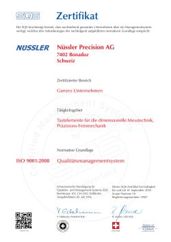 Zertifikat - Nüssler Precision AG