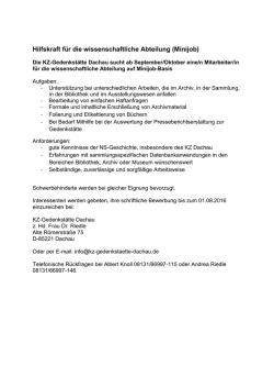 Hilfskraft f&uuml;r die wissenschaftliche Abteilung (Minijob)