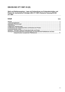 Inhaltsverzeichnis zu DIN EN ISO 377:1997