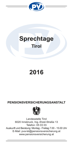 Sprechtagstermine Tirol 2016 - Pensionsversicherungsanstalt