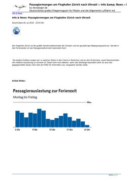 Passagiermengen am Flughafen Zürich nach Uhrzeit
