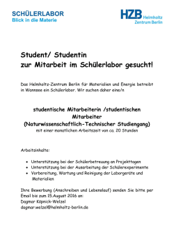 Studenten zur Mitarbeit im Schülerlabor gesucht