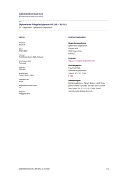 Diplomierte Pflegefachperson HF (40 &ndash; 60 %)