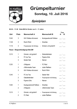 Spielplan Dorfturnier Sonntag