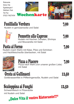 Wochenkarte, 03.07.2016 - Ristorante Pizzeria DOLCE VITA