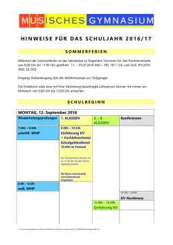 Infos zum Schulbeginn - Musisches Gymnasium Salzburg