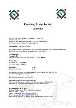 Einladung Bridge Turnier Landshut