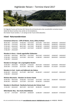 Highländer Reisen – Termine Irland 2017