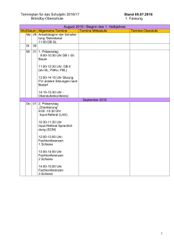 Schulterminkalender 2016/2017 Stand: 5. Juli 2016