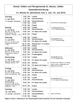 Gottesdienstplan