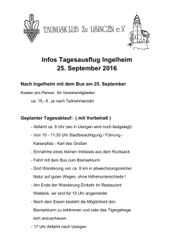Infos Tagesausflug Ingelheim 25. September 2016