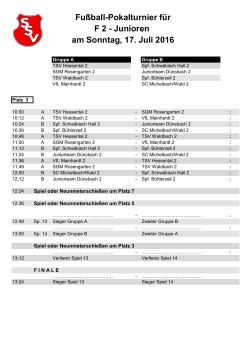 Fußball-Pokalturnier für F 2 - Junioren am