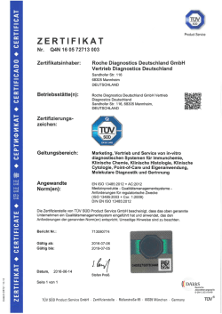 Zertifikat nach EN ISO 13485:2012 / AC