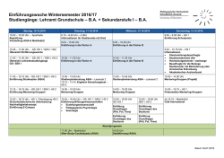 Übersicht Einführungswoche WS 2016/17 Lehramtsstudiengänge
