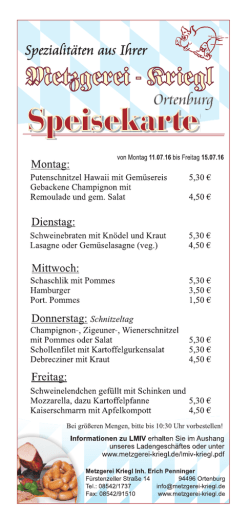nächste Woche - Metzgerei Kriegl
