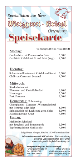diese Woche - Metzgerei Kriegl