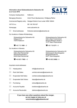 Informations about the S&Uuml;DWESTDEUTSCHE SALZWERKE AG