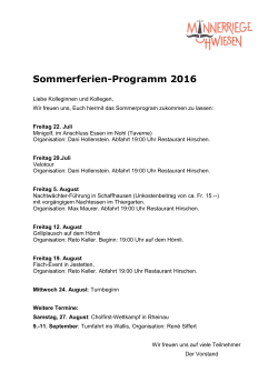 Sommerferien-Programm 2016