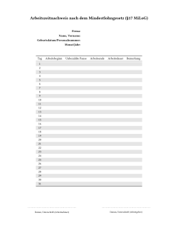 Arbeitszeitnachweis nach dem Mindestlohngesetz (§17