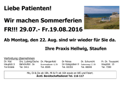 Sommerurlaub Praxis Hellwig 2016