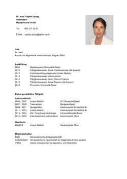 Dr. med. Sophie Druey Ober&auml;rztin Medizinische Klinik Tel. 062 311